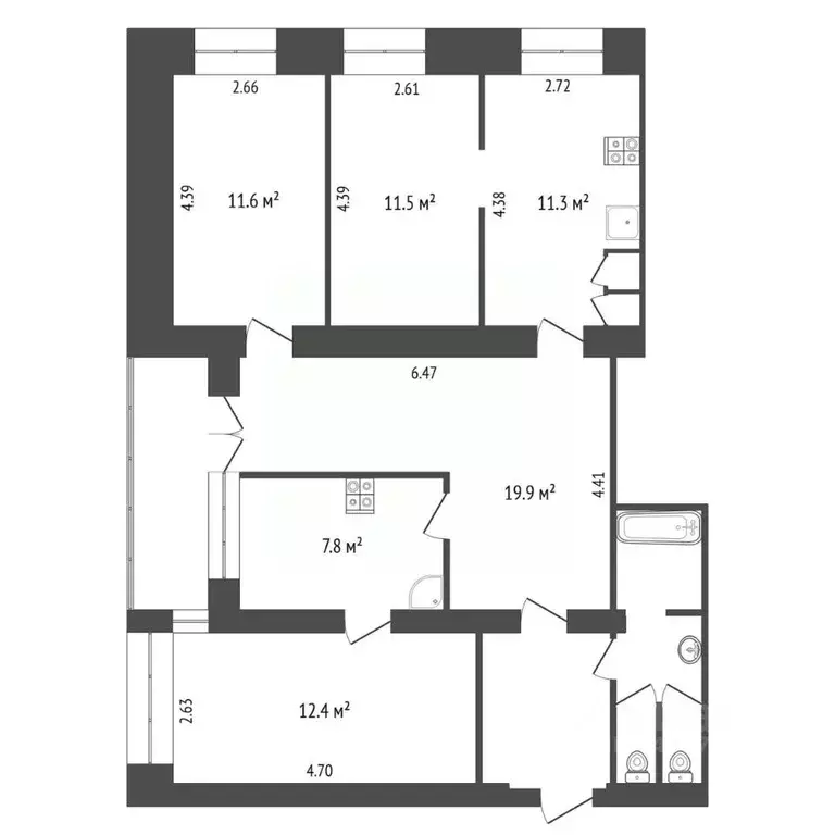 4-к кв. Челябинская область, Челябинск ул. Марченко, 25 (91.0 м) - Фото 2