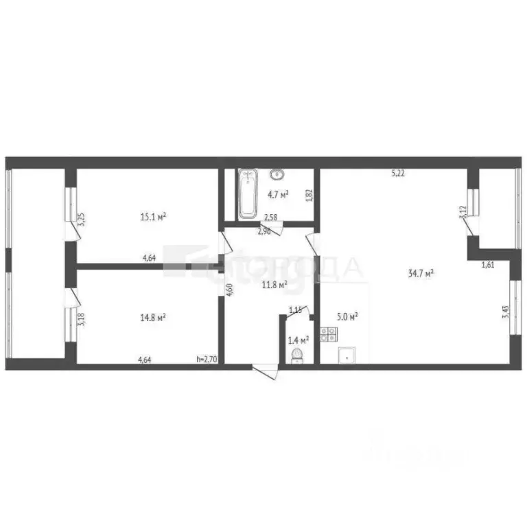 3-к кв. Алтайский край, Барнаул ул. Попова, 132 (91.0 м) - Фото 2