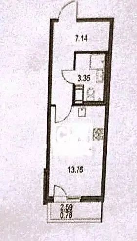 Студия Санкт-Петербург Богатырский просп., 2А (24.4 м) - Фото 2