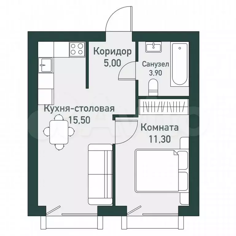 2-к. квартира, 35,8 м, 4/7 эт. - Фото 0