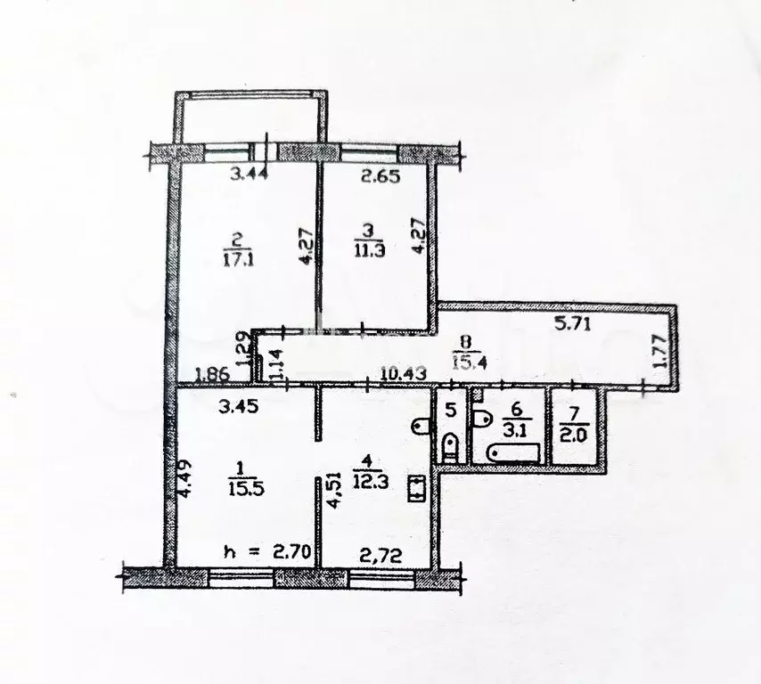3-к. квартира, 68 м, 4/9 эт. - Фото 0