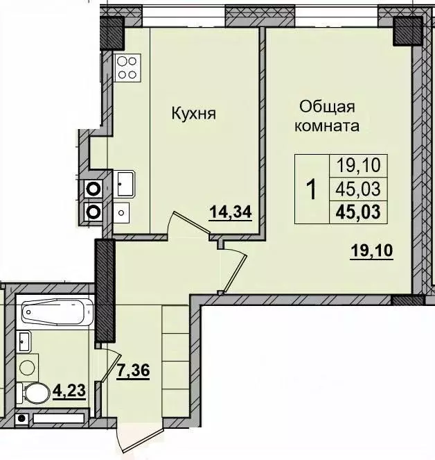 1-к кв. Саха (Якутия), Якутск ул. Красильникова, 5 (45.03 м) - Фото 0