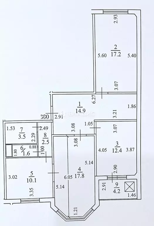 3-к кв. Калужская область, Обнинск ул. Поленова, 12 (80.0 м) - Фото 2