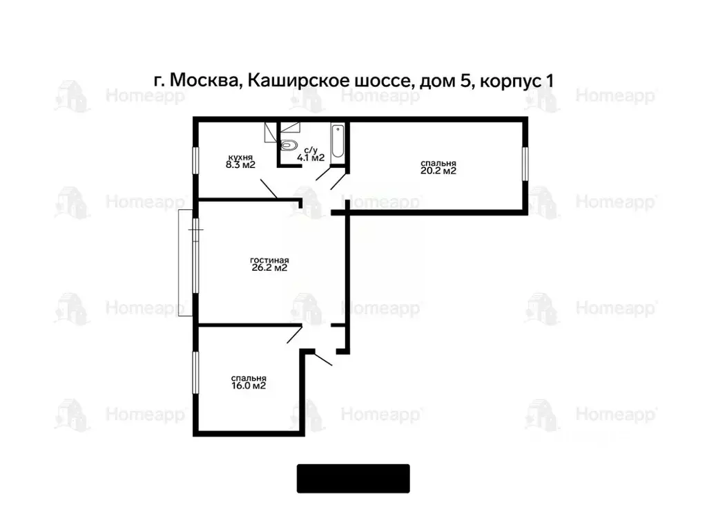 3-к кв. Москва Каширское ш., 5К1 (78.9 м) - Фото 1