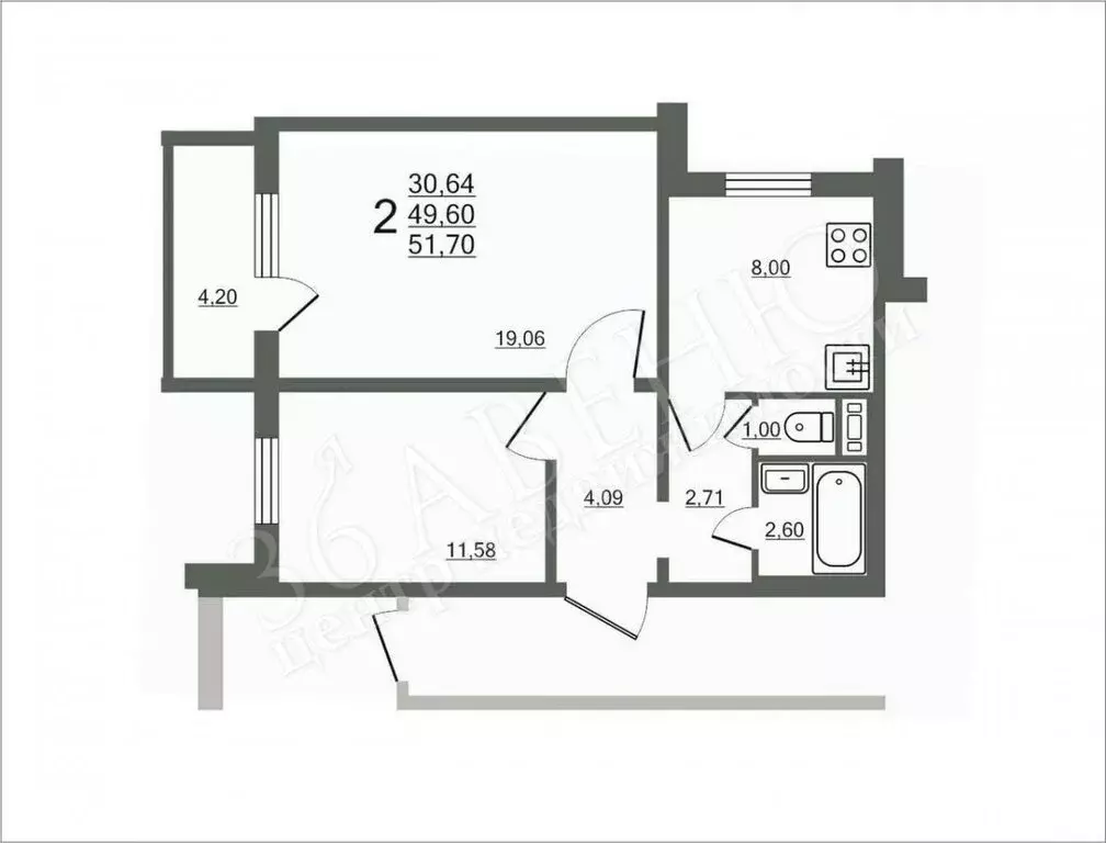 2-комнатная квартира: Воронеж, улица Ломоносова, 114/35 (49.6 м) - Фото 0