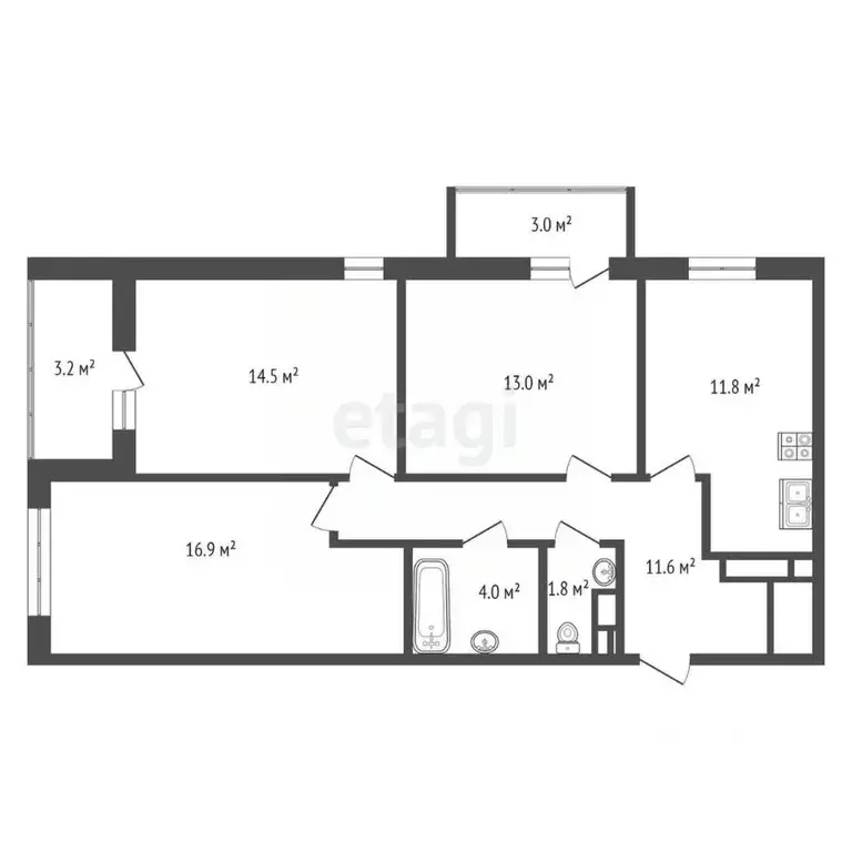 3-к кв. Пензенская область, Пенза ул. Мира, 78 (81.0 м) - Фото 1