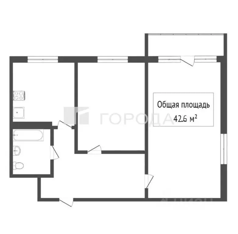 2-к кв. Кемеровская область, Новокузнецк ул. Тореза, 24 (42.6 м) - Фото 2