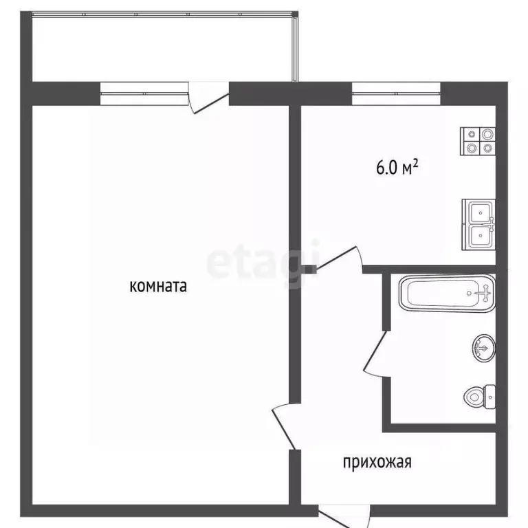 1-к кв. Челябинская область, Челябинск ул. Дзержинского, 99Б (30.0 м) - Фото 1