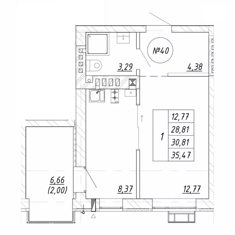 1-к кв. Калининградская область, Зеленоградск  (35.47 м) - Фото 1