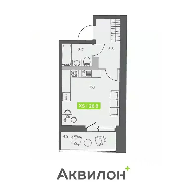 Студия Санкт-Петербург бул. Головнина, 4 (26.8 м) - Фото 0