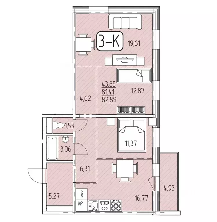 3-к кв. Бурятия, Улан-Удэ 105-й мкр,  (82.89 м) - Фото 1