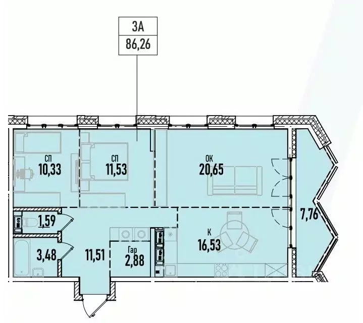 3-к кв. Иркутская область, Иркутск Донская ул. (86.26 м) - Фото 0