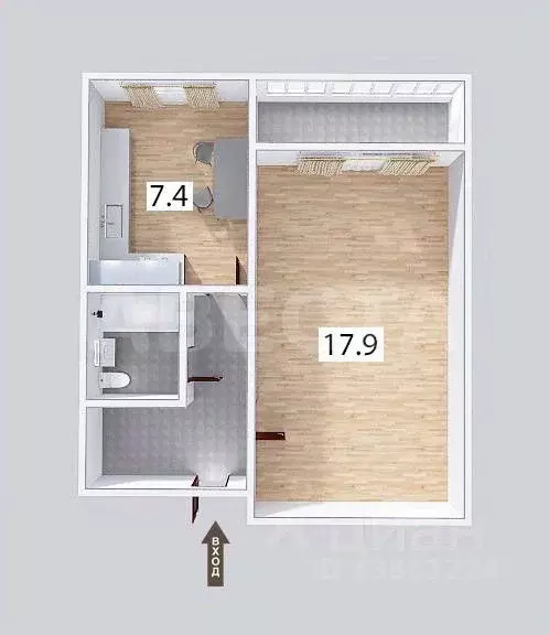 1-к кв. Омская область, Омск Московка мкр, ул. Батумская, 32 (36.4 м) - Фото 1