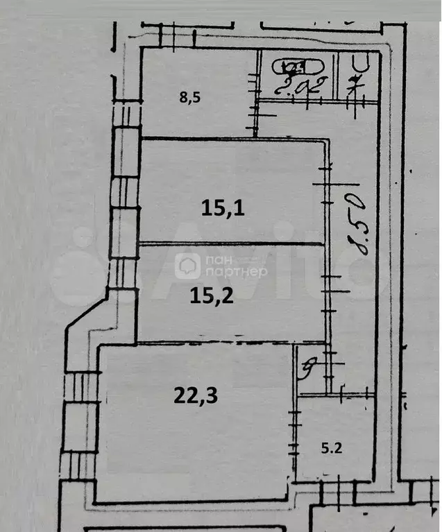 3-к. квартира, 846 м, 3/4 эт. - Фото 0