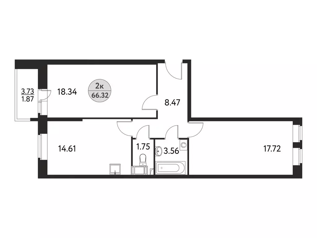 2-комнатная квартира: Щёлково, Полевая улица, 4А (66.32 м) - Фото 1