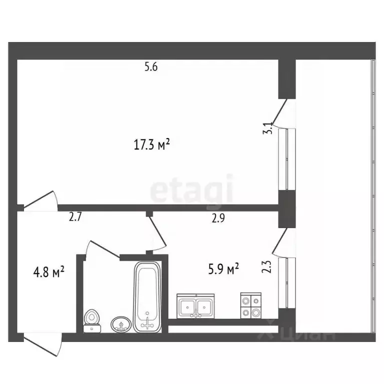 1-к кв. Крым, Алушта муниципальный округ, с. Малореченское ул. ... - Фото 2