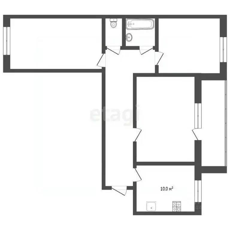 3-к кв. Тюменская область, Тюмень ул. Щербакова, 150к1 (60.0 м) - Фото 2