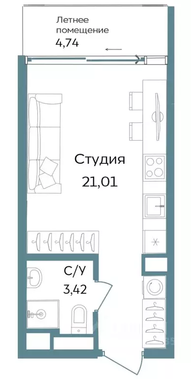 Студия Крым, Саки ул. Морская (29.17 м) - Фото 0