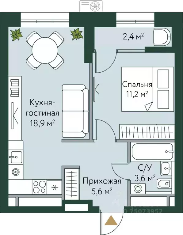 1-к кв. Волгоградская область, Волгоград Новосибирская ул., 74 (41.7 ... - Фото 0