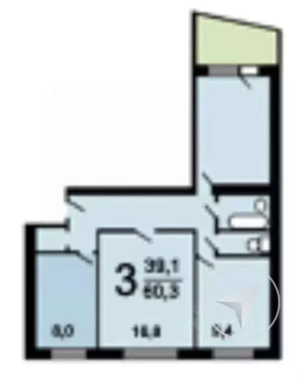 3-к кв. Москва Чертановская ул., 24К3 (59.6 м) - Фото 1