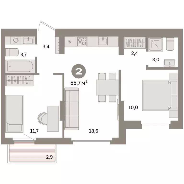 1-комнатная квартира: Екатеринбург, жилой район Сортировочный, ... - Фото 2
