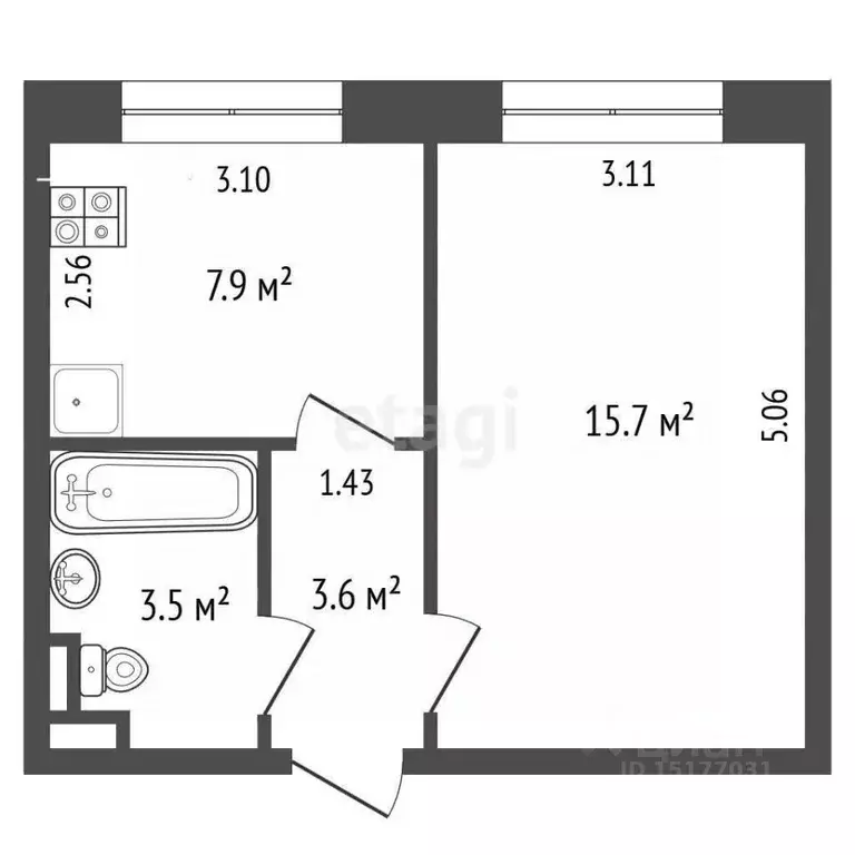 2-к кв. Ямало-Ненецкий АО, Новый Уренгой ул. Геологоразведчиков, 2А ... - Фото 2