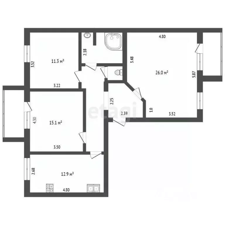 3-к кв. Владимирская область, Муром Школьная ул., 1А (83.9 м) - Фото 2
