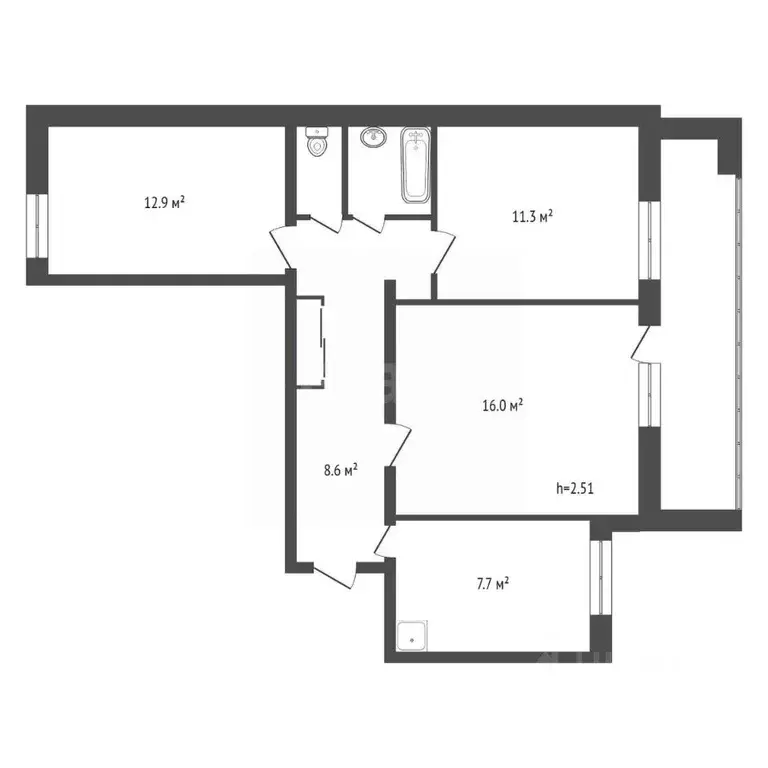 3-к кв. Красноярский край, Красноярск ул. Академика Павлова, 75 (60.8 ... - Фото 2