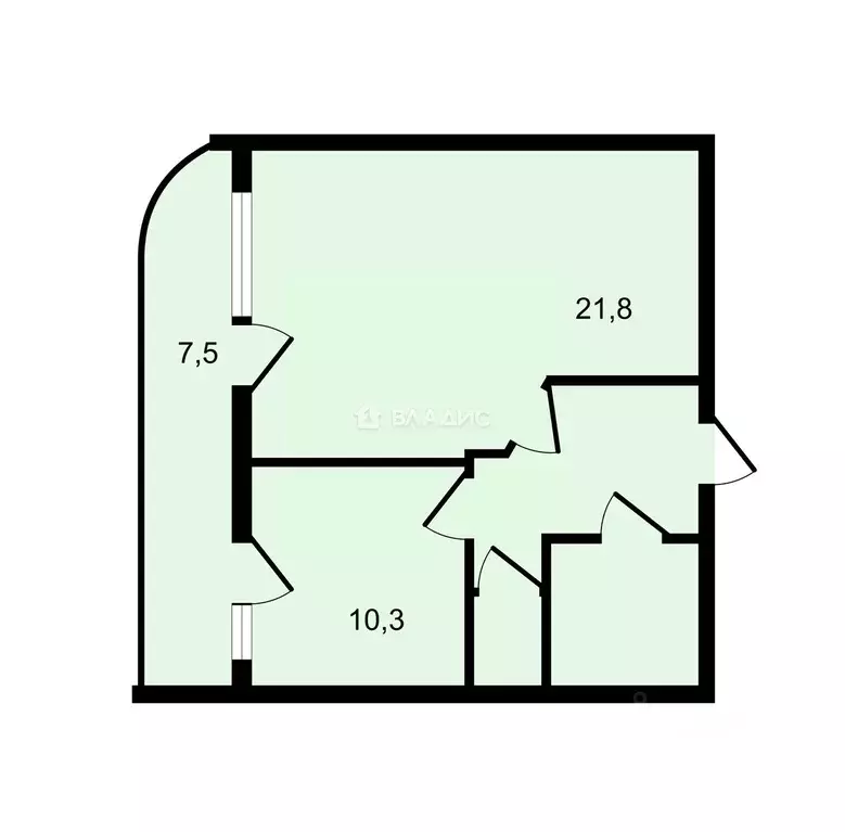 1-к кв. Владимирская область, Владимир ул. Нижняя Дуброва, 34 (46.5 м) - Фото 1