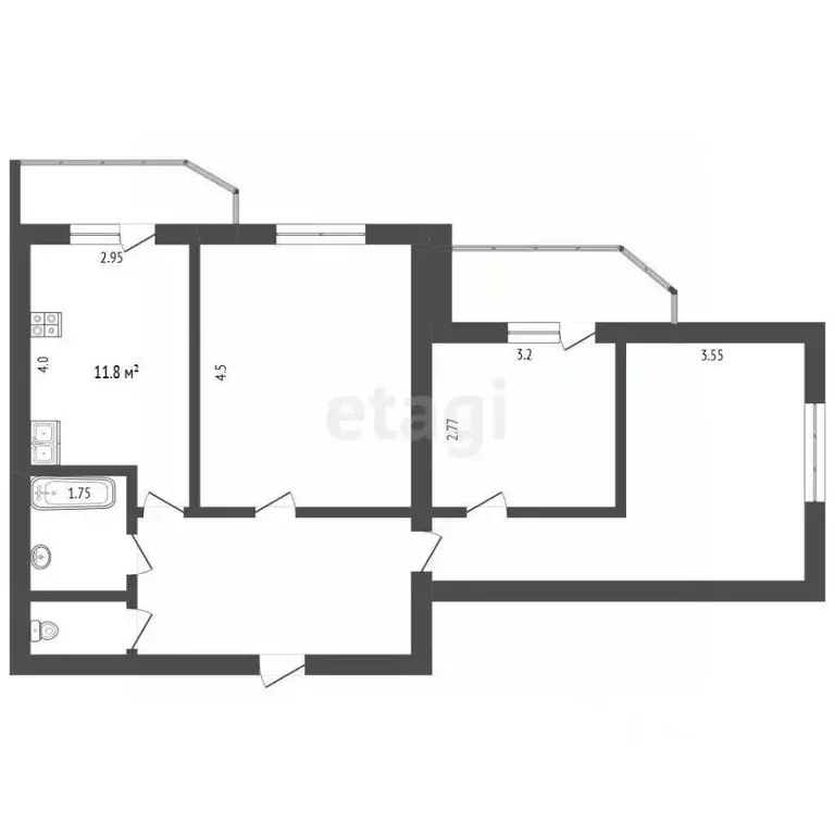 3-к кв. Вологодская область, Вологда Окружное ш., 26А (73.8 м) - Фото 2