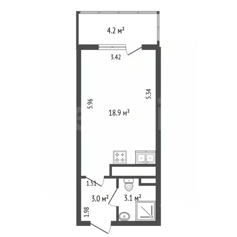 Студия Санкт-Петербург просп. Энергетиков, 9к3 (25.0 м) - Фото 2