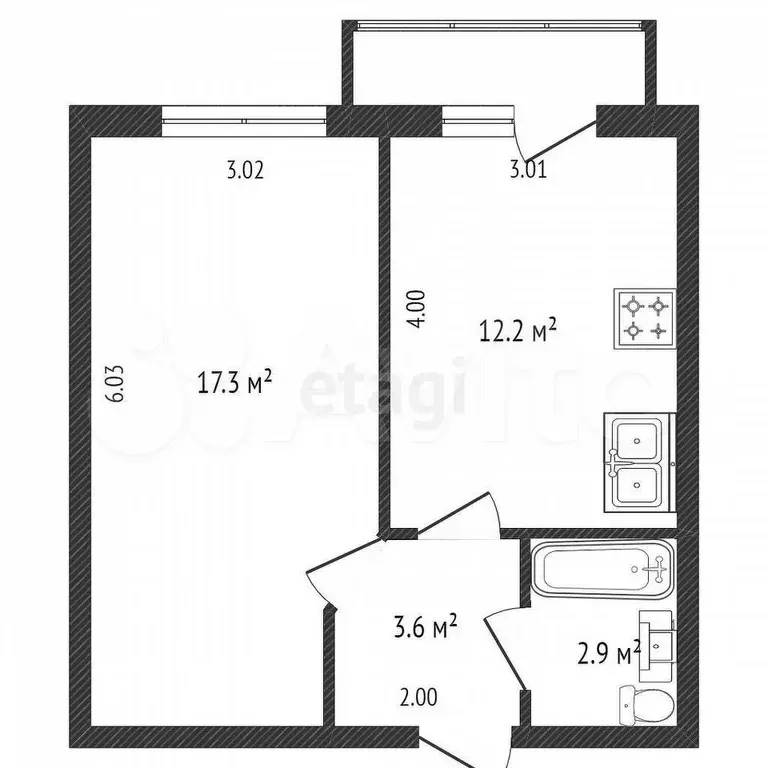 1-к. квартира, 36,1 м, 5/9 эт. - Фото 0