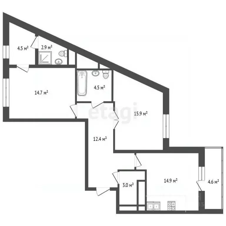 2-к кв. Московская область, Мытищи Октябрьский просп., 6а (75.0 м) - Фото 2