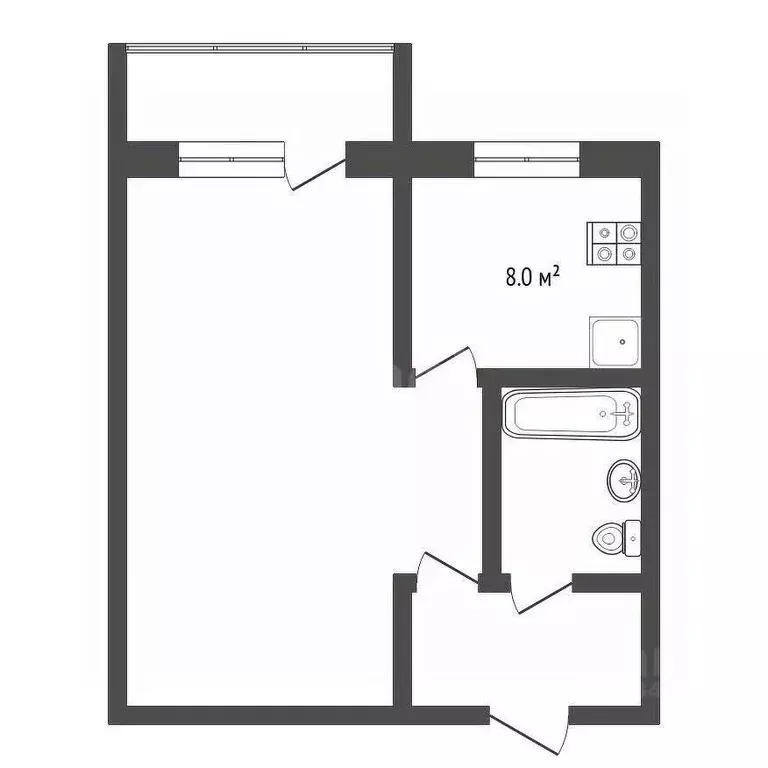 1-к кв. Тюменская область, Тюмень ул. Парфенова, 22 (32.1 м) - Фото 1
