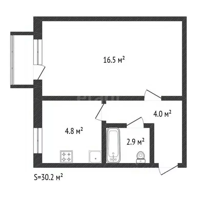 1-к кв. Амурская область, Райчихинск Музыкальная ул., 26 (30.2 м) - Фото 2
