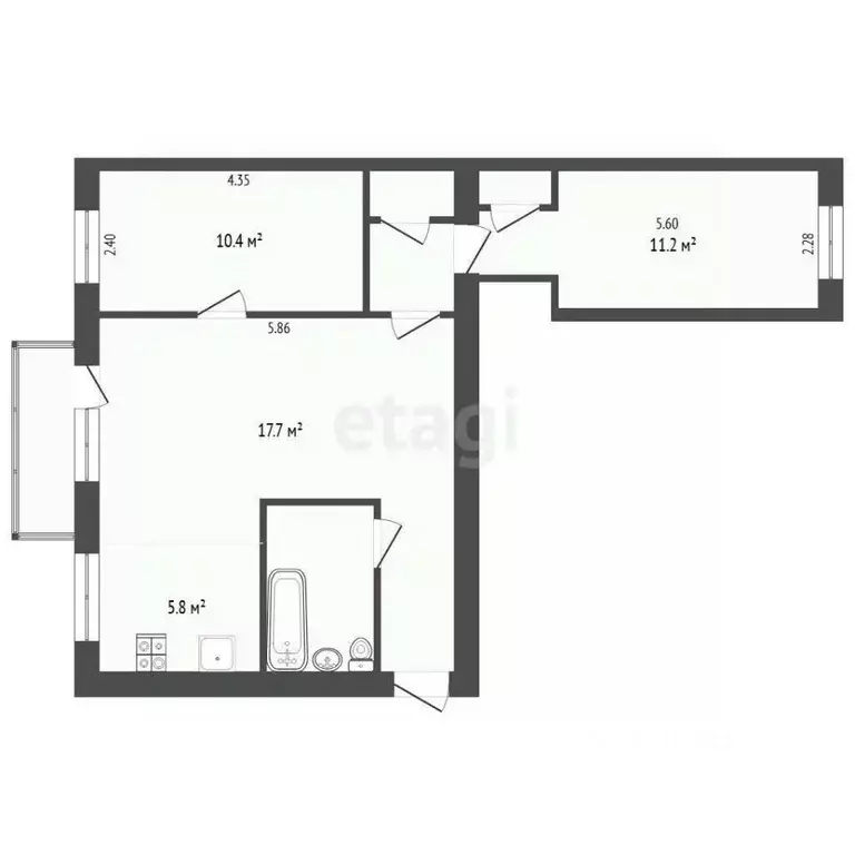3-к кв. Тюменская область, Тюмень Одесская ул., 57 (55.1 м) - Фото 1