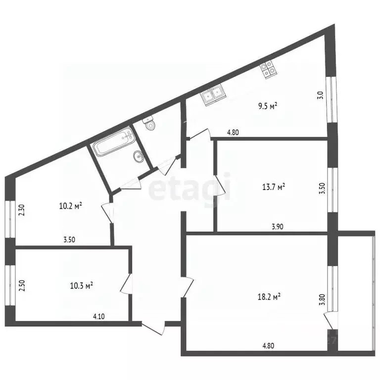 4-к кв. Белгородская область, Белгород Привольная ул., 11 (80.0 м) - Фото 2