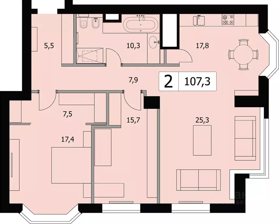 3-к кв. Москва ул. Екатерины Будановой, 5 (102.0 м) - Фото 1