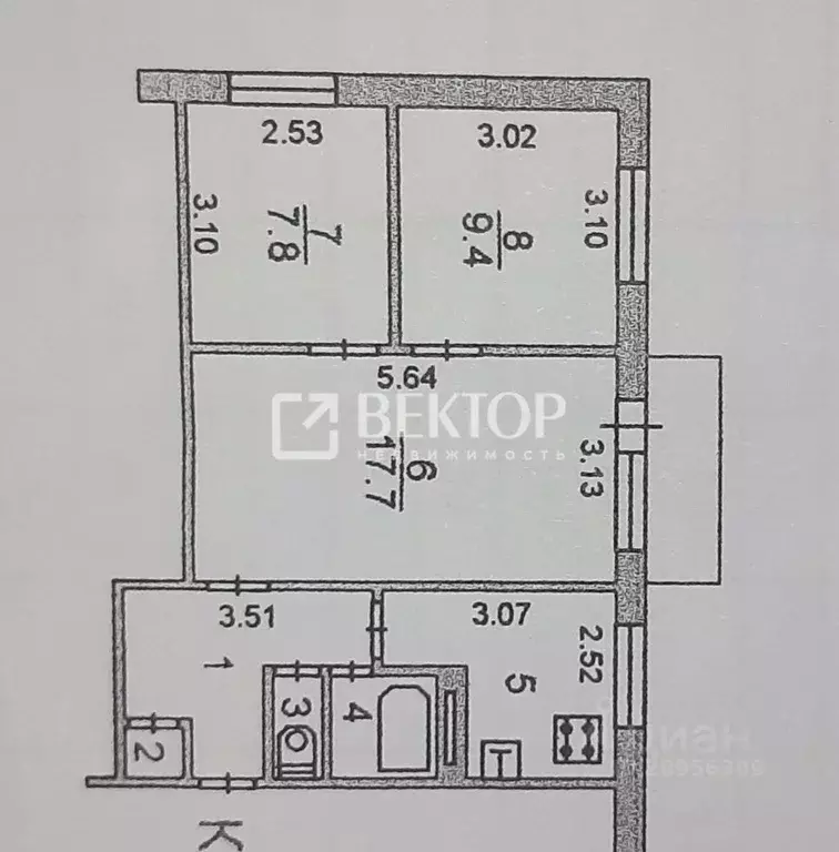 3-к кв. Ивановская область, Иваново ул. 2-я Нагорная, 20 (50.3 м) - Фото 1