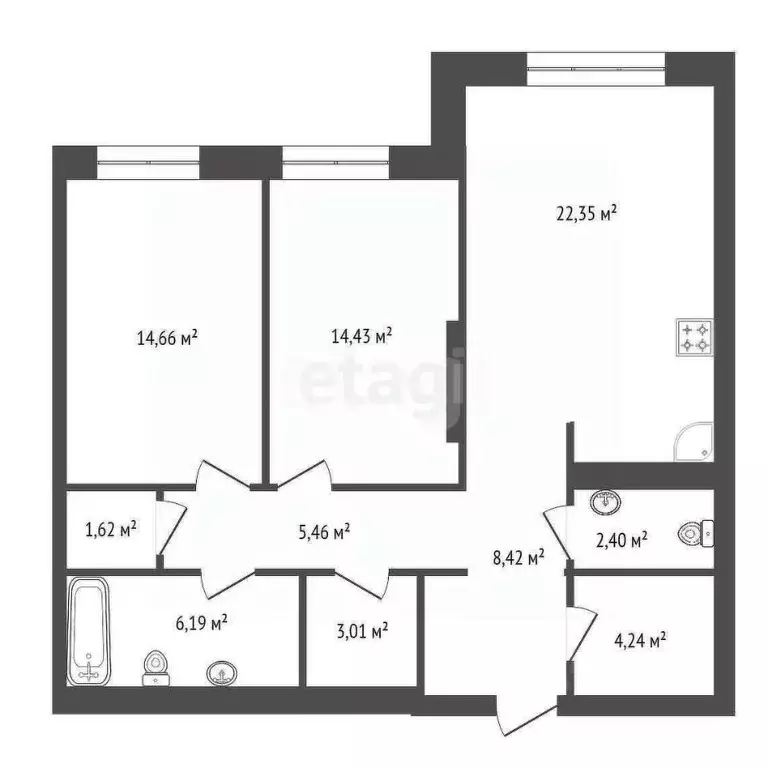 3-к кв. Башкортостан, Уфа ул. Рихарда Зорге, 73/1 (82.5 м) - Фото 1
