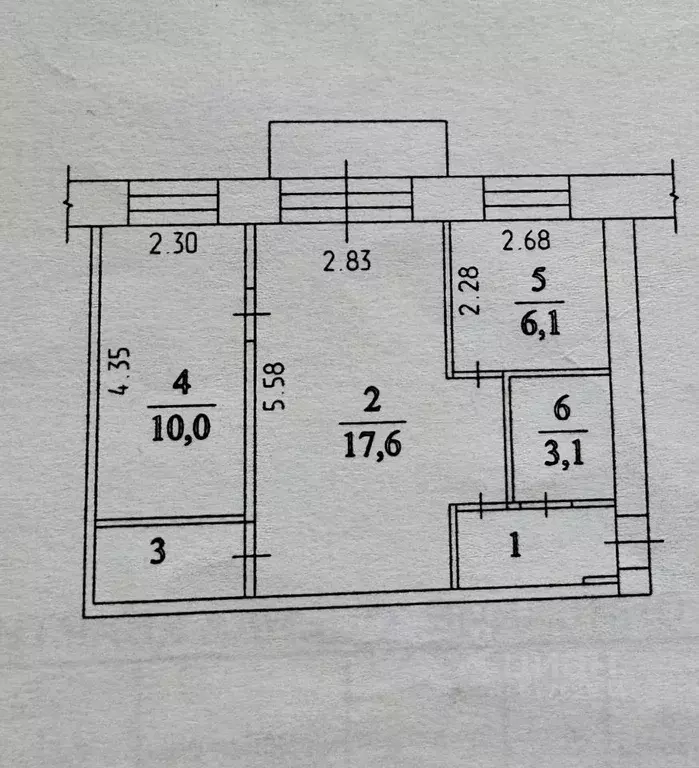 2-к кв. Кемеровская область, Кемерово Красная ул., 3 (42.9 м) - Фото 1