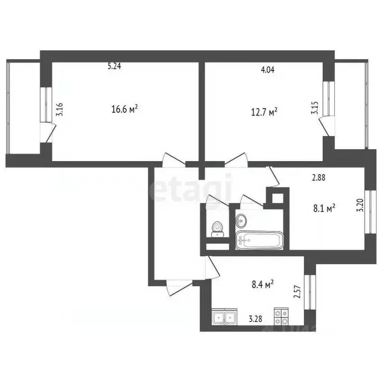 3-к кв. Белгородская область, Белгород ул. Губкина, 31 (60.3 м) - Фото 1