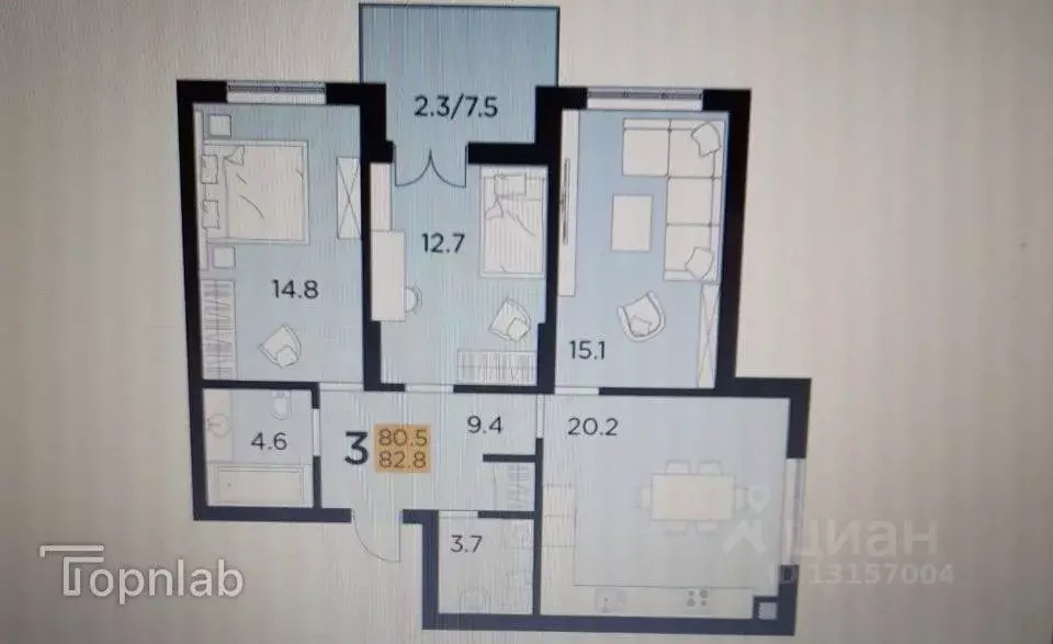 3-к кв. Калининградская область, Калининград Советский просп. (82.2 м) - Фото 1