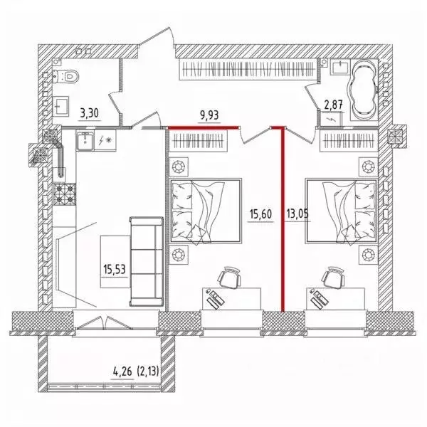 2-к кв. Татарстан, Набережные Челны ул. Прибрежная, 9 (62.41 м) - Фото 1