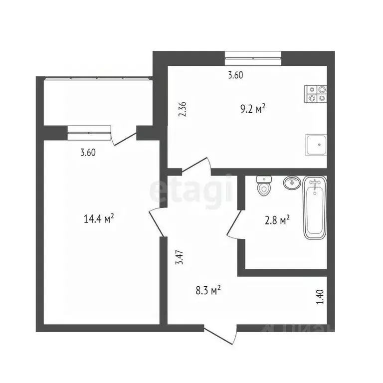 1-к кв. Ямало-Ненецкий АО, Новый Уренгой Энтузиастов мкр, 1 (34.7 м) - Фото 1