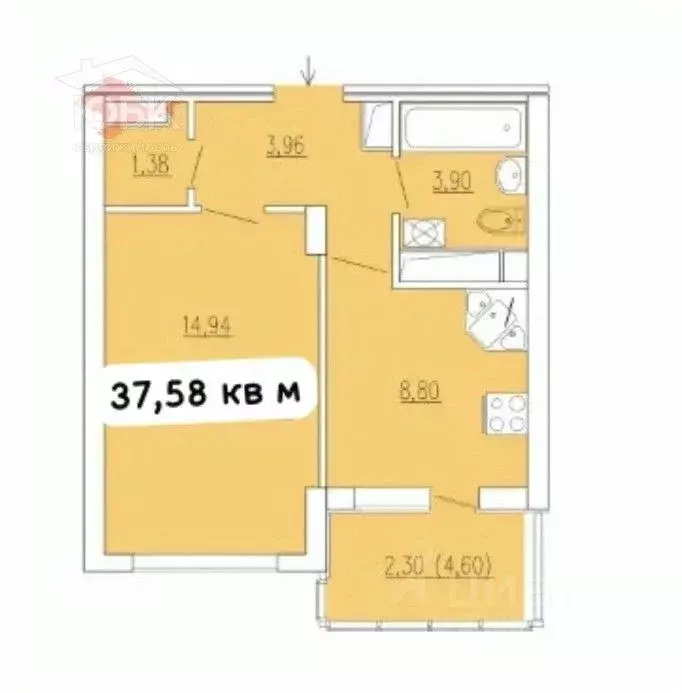 1-к кв. Крым, Феодосия ул. Грина, 43 (37.58 м) - Фото 2