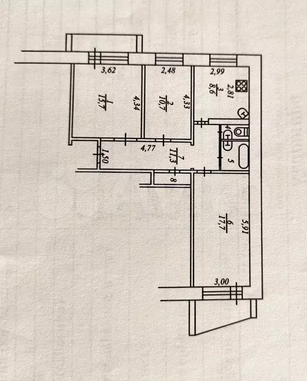 3-к. квартира, 69,2 м, 8/9 эт. - Фото 0