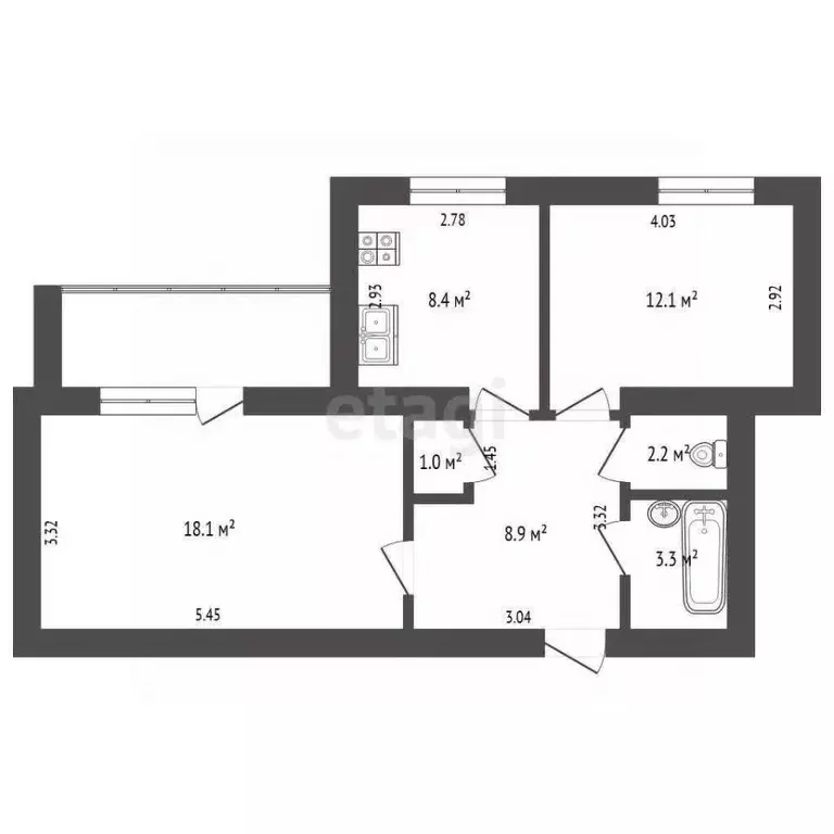 2-к кв. Орловская область, Орел Привокзальная ул., 32 (54.0 м) - Фото 1