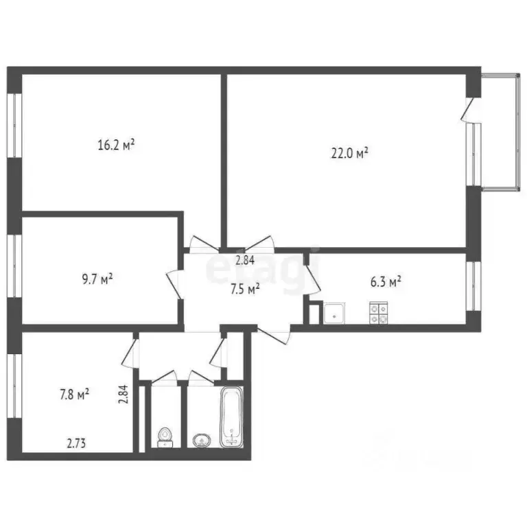 3-к кв. Крым, Ялта ул. Киевская, 88 (74.0 м) - Фото 1