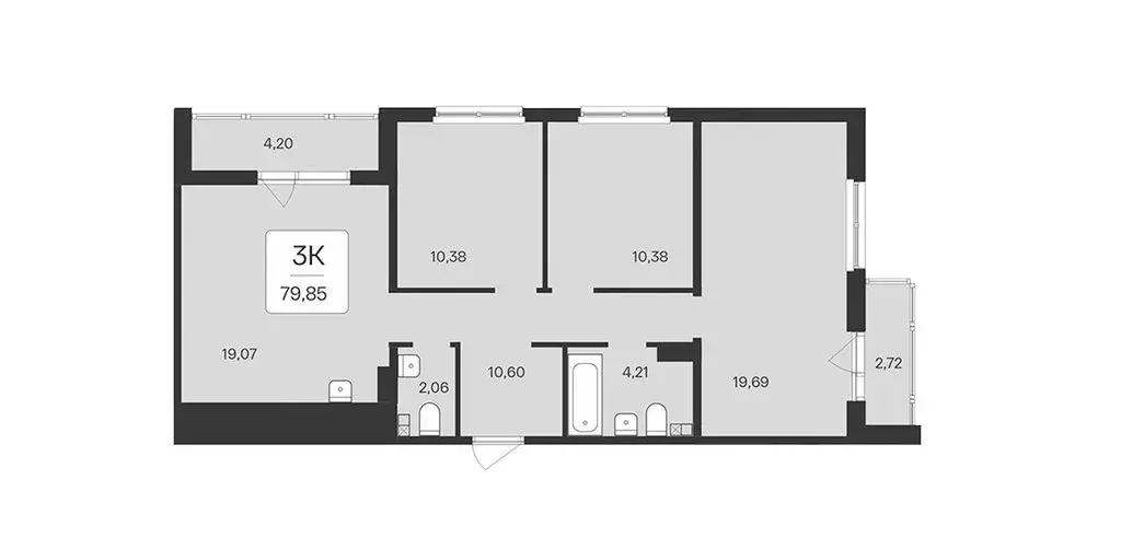 3-комнатная квартира: городской посёлок Янино-1, Цветной бульвар, 9к2 ... - Фото 1